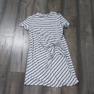 Bohme Black and White Striped Midi Dress